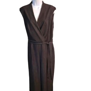 Sz 14 CALVIN KLEIN Black Jumpsuit Denim Sleeveless Sleek Belted, Zip EUC